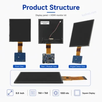 8.8 Inch Square LCD Display