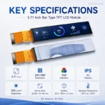 Bar type Icd display 3.71 inch 240*960 RGB 40pins ips screen 3.71 inch stretched bar lcd display