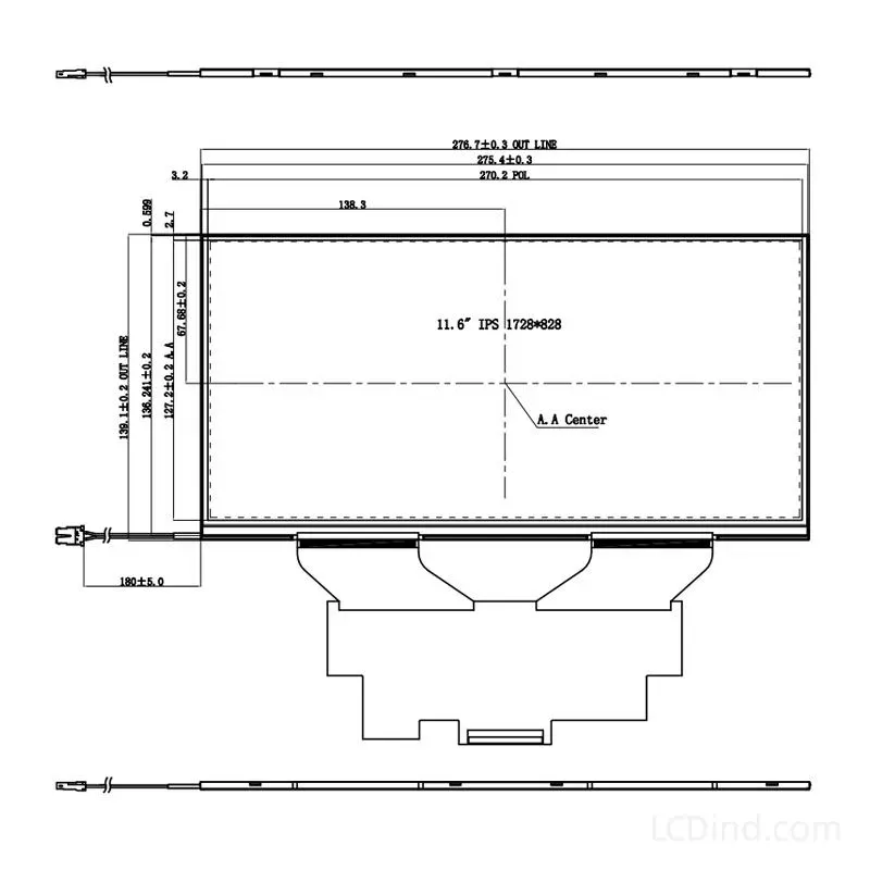 Stretch LCD Display Ultra Wide 11.6 inch LVDS