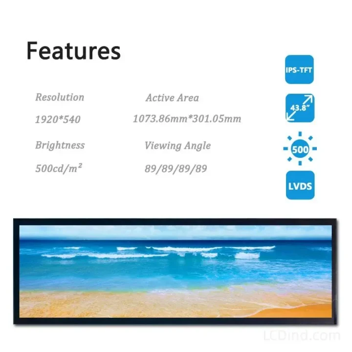Stretch LCD Display Ultra Wide 43.8 Inch LVDS - LCDind