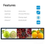 bar LCD display for ultra-wide equipment dashboards - front product view