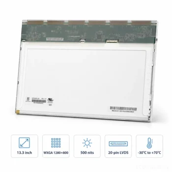Innolux G133IGE-L03 LCD panel for 13.3 inch LVDS HMI panel with 500 nits brightness - product photo
