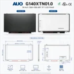 AUO G140XTN01.0 14 Inch 1366x768 eDP TFT LCD Panel