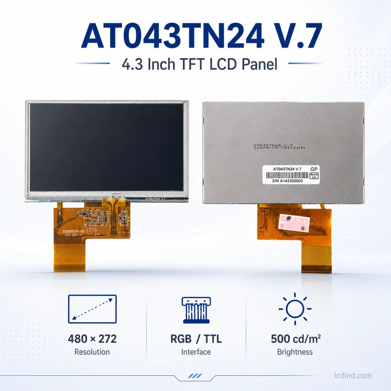 Innolux AT043TN24 V.7 4.3 Inch 480x272 RGB - TTL TFT LCD Panel1_Industrial TFT LCD Display Innolux AT043TN24 V.7 4.3 Inch 480x272 RGB / TTL TFT LCD Panel