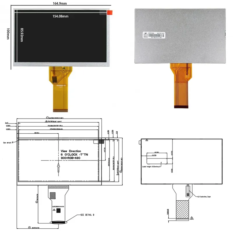 Innolux AT070TN92 7 Inch 800x480 RGB / TTL TFT LCD Panel 1 Innolux AT070TN92 7 Inch 800x480 RGB / TTL TFT LCD Panel