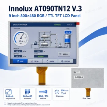 Innolux AT090TN12 V.3 9 Inch 800x480 RGB / TTL TFT LCD Panel