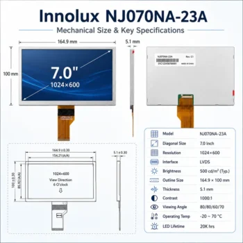 Innolux NJ070NA-23A 7 Inch 1024x600 LVDS TFT LCD Panel