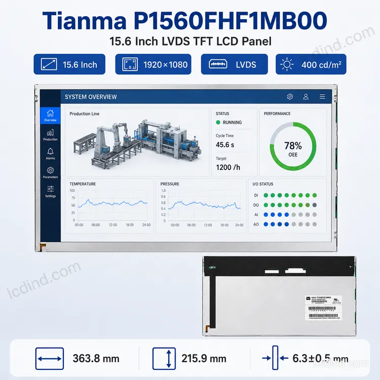 Tianma P1560FHF1MB00 15.6 Inch 1920x1080 LVDS TFT LCD Panel5_Industrial TFT LCD Display Tianma P1560FHF1MB00 15.6 Inch 1920x1080 LVDS TFT LCD Panel