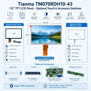 Tianma TM070RDH10-43 7 Inch 800x480 RGB / TTL TFT LCD Panel