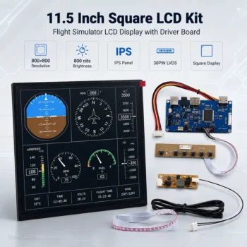 11.5 Inch 800x800 High Brightness Square TFT LCD with LVDS Driver Board