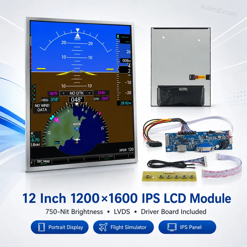 12 Inch 1200×1600 High-brightness Lvds Flight Simulator Lcd Module_Industrial Lcd Displays & Custom Tft Touch Solutions 12 Inch 1200×1600 High-Brightness LVDS Flight Simulator LCD Module