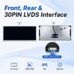 17.3 Inch 1920x768 30PIN LVDS 600 Nits High Brightness LCD Module for Flight Simulator