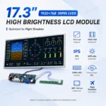 17.3 Inch 1920x768 30PIN LVDS 600 Nits High Brightness LCD Module for Flight Simulator